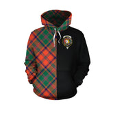 Stewart of Appin Ancient Tartan Hoodie Half of Me - Cross Style