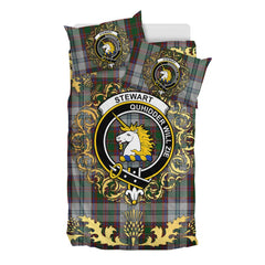 Stewart of Appin Dress 01 Tartan Crest Bedding Set - Golden Thistle Style