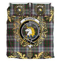 Stewart of Appin Dress 01 Tartan Crest Bedding Set - Golden Thistle Style
