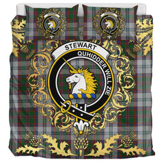 Stewart of Appin Dress 01 Tartan Crest Bedding Set - Golden Thistle Style
