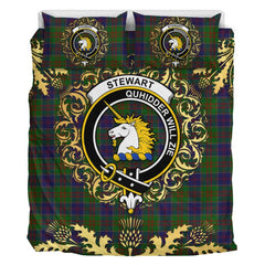 Stewart of Appin Hunting Tartan Crest Bedding Set - Golden Thistle Style