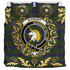 Stewart of Appin Hunting Tartan Crest Bedding Set - Golden Thistle Style