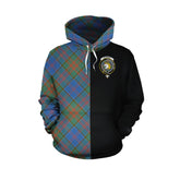 Stewart of Appin Hunting Ancient Tartan Hoodie Half of Me - Cross Style