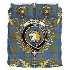 Stewart of Appin Hunting Ancient Tartan Crest Bedding Set - Golden Thistle Style
