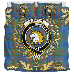 Stewart of Appin Hunting Ancient Tartan Crest Bedding Set - Golden Thistle Style