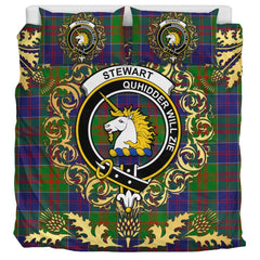 Stewart of Appin Hunting Modern Tartan Crest Bedding Set - Golden Thistle Style