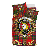 Stewart of Appin Modern Tartan Crest Bedding Set - Golden Thistle Style