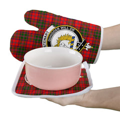 Stewart Of Appin Modern Tartan Crest Oven Mitt And Pot Holder (2 Oven Mitts + 1 Pot Holder)