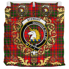 Stewart of Appin Modern Tartan Crest Bedding Set - Golden Thistle Style