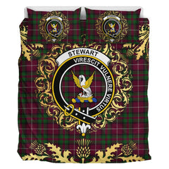 Stewart of Bute Hunting Tartan Crest Bedding Set - Golden Thistle Style