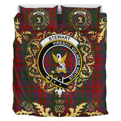Stewart of Urrard Tartan Crest Bedding Set - Golden Thistle Style