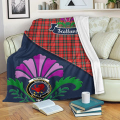 Stewart (Stuart) of Bute Tartan Crest Premium Blanket - Thistle Style