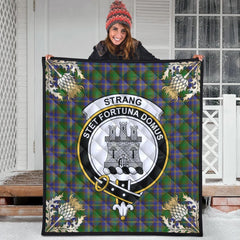 Strange of Balkaskie Tartan Crest Premium Quilt - Gold Thistle Style
