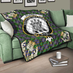 Strange of Balkaskie Tartan Crest Premium Quilt - Gold Thistle Style