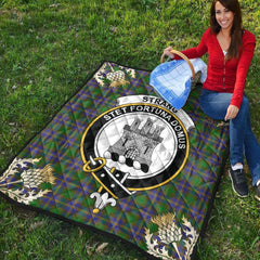 Strange of Balkaskie Tartan Crest Premium Quilt - Gold Thistle Style