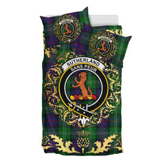 Sutherland 01 Tartan Crest Bedding Set - Golden Thistle Style