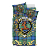 Sutherland Ancient Tartan Crest Bedding Set - Golden Thistle Style
