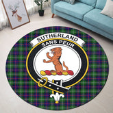 Sutherland Modern Tartan Crest Round Rug