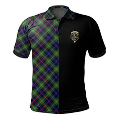 Sutherland Modern Tartan Polo Shirt Half of Me - Cross Style