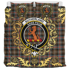 Sutherland Weathered Tartan Crest Bedding Set - Golden Thistle Style