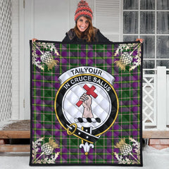 Taylor Tartan Crest Premium Quilt - Gold Thistle Style
