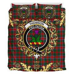 Thompson (Mackinlay) Tartan Crest Bedding Set - Golden Thistle Style