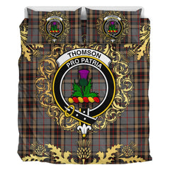 Thompson special grey Tartan Crest Bedding Set - Golden Thistle Style