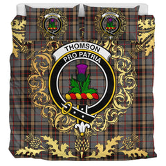 Thompson special grey Tartan Crest Bedding Set - Golden Thistle Style