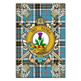 Thomson Tartan Crest Black Garden Flag - Gold Thistle Style
