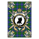 Turnbull Hunting Tartan Crest Black Garden Flag - Gold Thistle Style