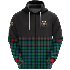 Urquhart Broad Red Ancient Clan Half Of Tartan Zipper Hoodie