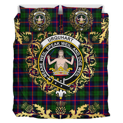 Urquhart Modern Tartan Crest Bedding Set - Golden Thistle Style