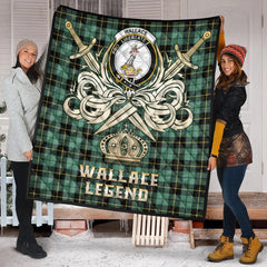 Wallace Hunting Ancient Tartan Crest Legend Gold Royal Premium Quilt