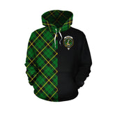 Wallace Hunting Green Tartan Hoodie Half of Me - Cross Style