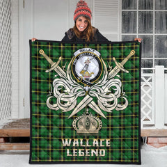 Wallace Hunting Green Tartan Crest Legend Gold Royal Premium Quilt