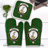 Wallace Hunting Green Tartan Crest Oven Mitt And Pot Holder (2 Oven Mitts + 1 Pot Holder)