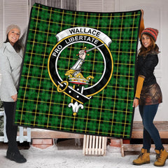 Wallace Hunting Green Tartan Crest Quilt