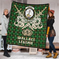 Wallace Hunting Green Tartan Crest Legend Gold Royal Premium Quilt