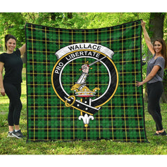 Wallace Hunting Green Tartan Crest Quilt