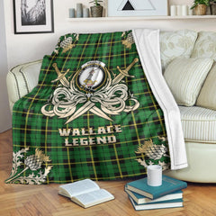 Wallace Hunting Green Tartan Gold Courage Symbol Blanket