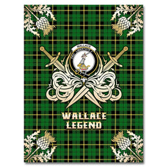 Wallace Hunting Green Tartan Gold Courage Symbol Blanket