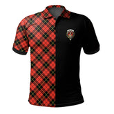 Wallace Hunting Red Tartan Polo Shirt Half of Me - Cross Style