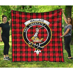 Wallace Hunting Red Tartan Crest Quilt