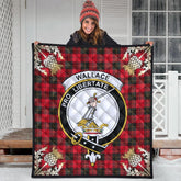 Wallace Weathered Tartan Crest Premium Quilt - Gold Thistle Style