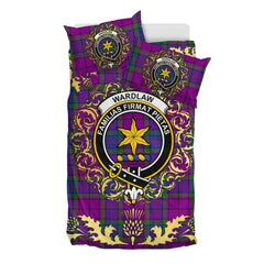 Wardlaw Modern Tartan Crest Bedding Set - Golden Thistle Style