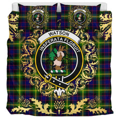 Watson Modern Tartan Crest Bedding Set - Golden Thistle Style