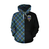 Weir Ancient Tartan Hoodie Half of Me - Cross Style
