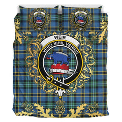 Weir Ancient Tartan Crest Bedding Set - Golden Thistle Style