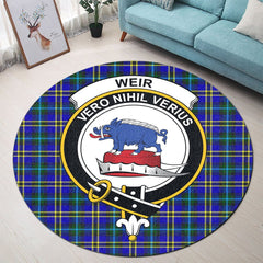 Weir Modern Tartan Crest Round Rug