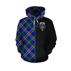 Weir Modern Tartan Hoodie Half of Me - Cross Style
